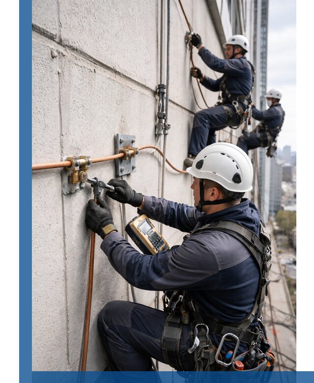 Монтаж системы заземления здания и молниезащиты в Узловой