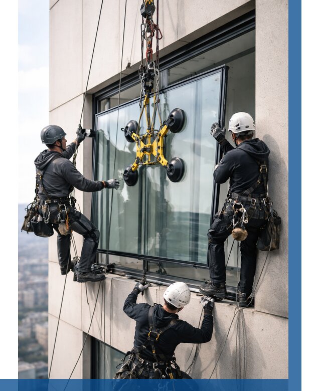 Монтаж стеклопакетов на высоте в Узловой от 3259 р. | ВЫСОТНИК-Злв