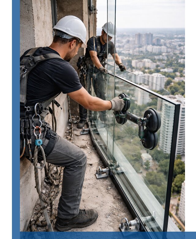 Монтаж стеклянных ограждений под ключ с гарантией в Узловой