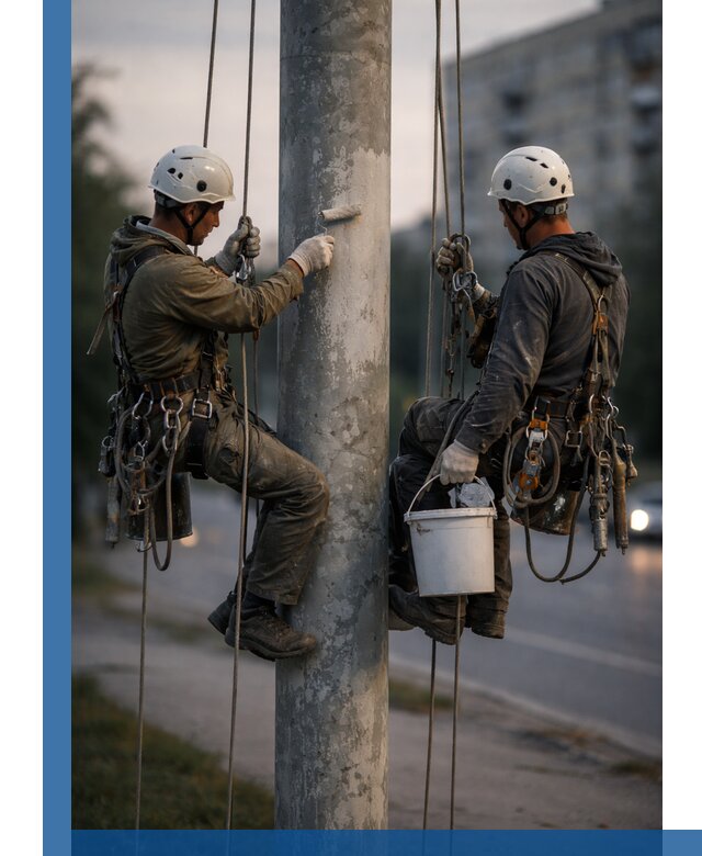 Покраска опор освещения и антикоррозийная защита в Узловой