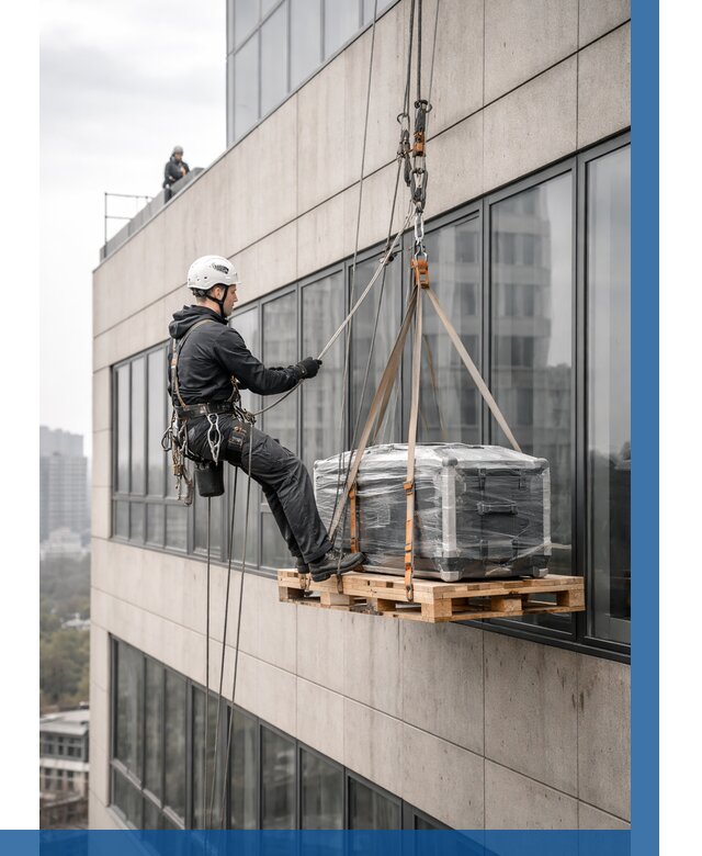 Спуск груза по фасаду в Узловой от 3565 р. | ВЫСОТНИК-Злв