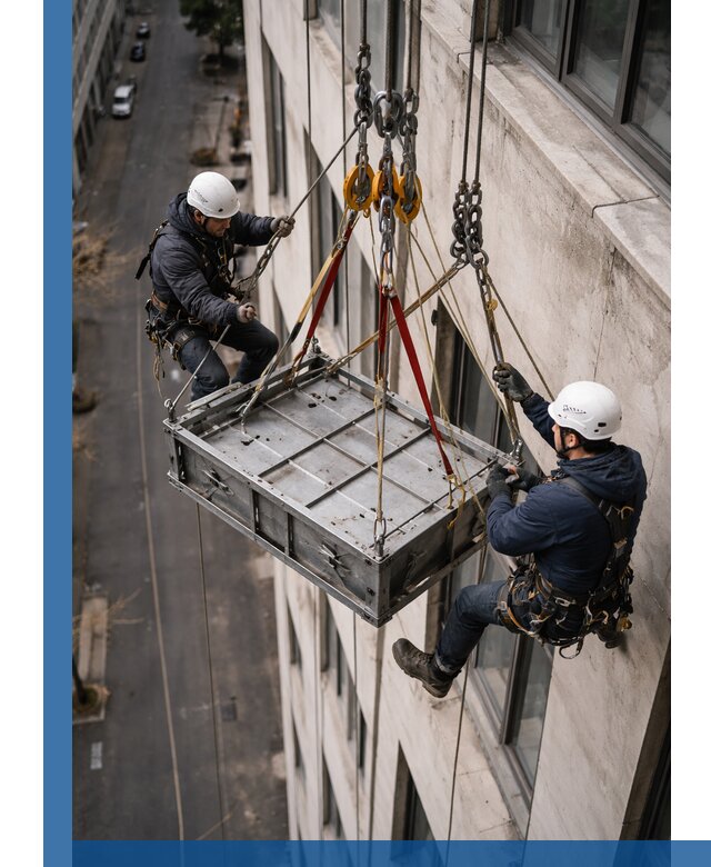 Спуск и подъем грузов по фасаду в Узловой для зданий