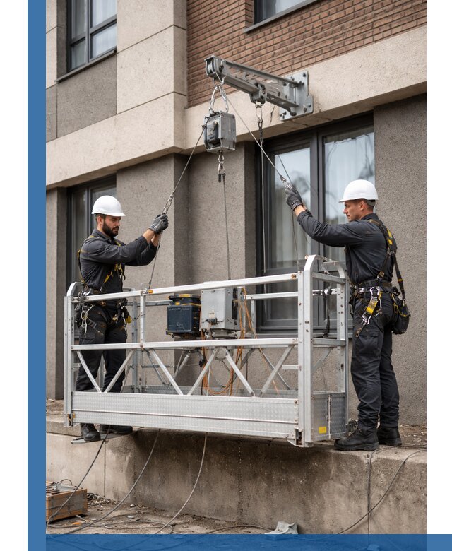 Монтаж и подъем фасадной люльки в Узловой с гарантией безопасности