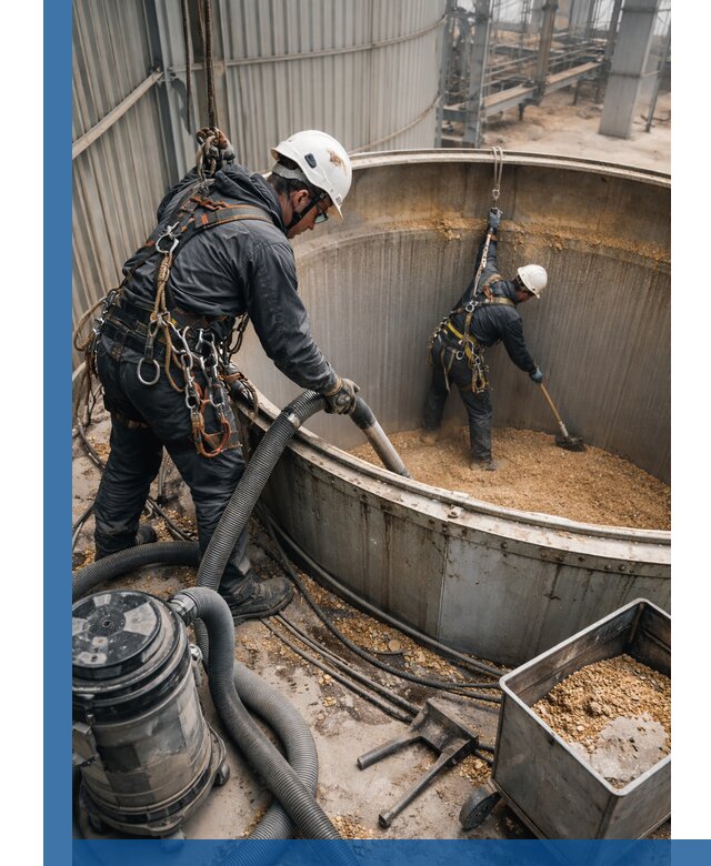 Профессиональная чистка зерновых бункеров в Узловой с выездом