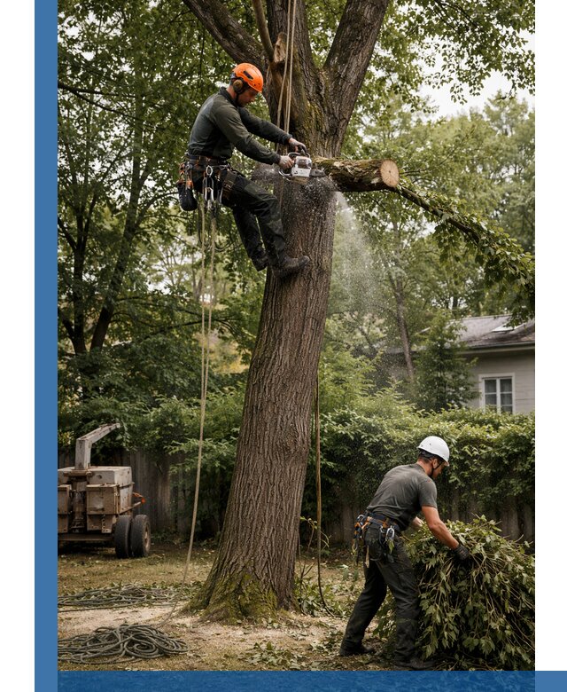 Кронирование деревьев в Узловой, безопасная высотная обрезка