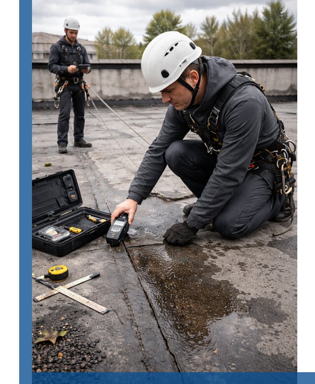 Обследование кровли на протечки и выявление дефектов в Узловой