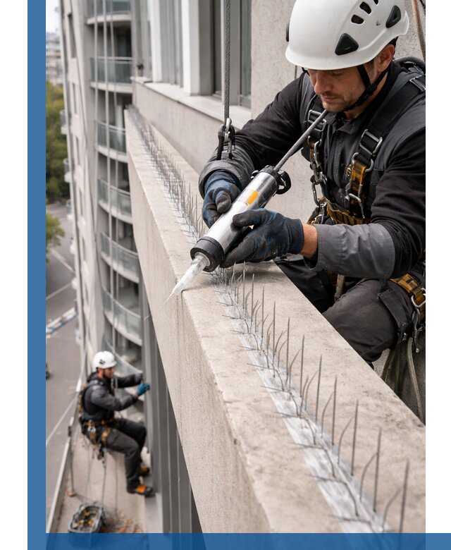 Установка шипов от птиц на фасадах и кровлях в Узловой